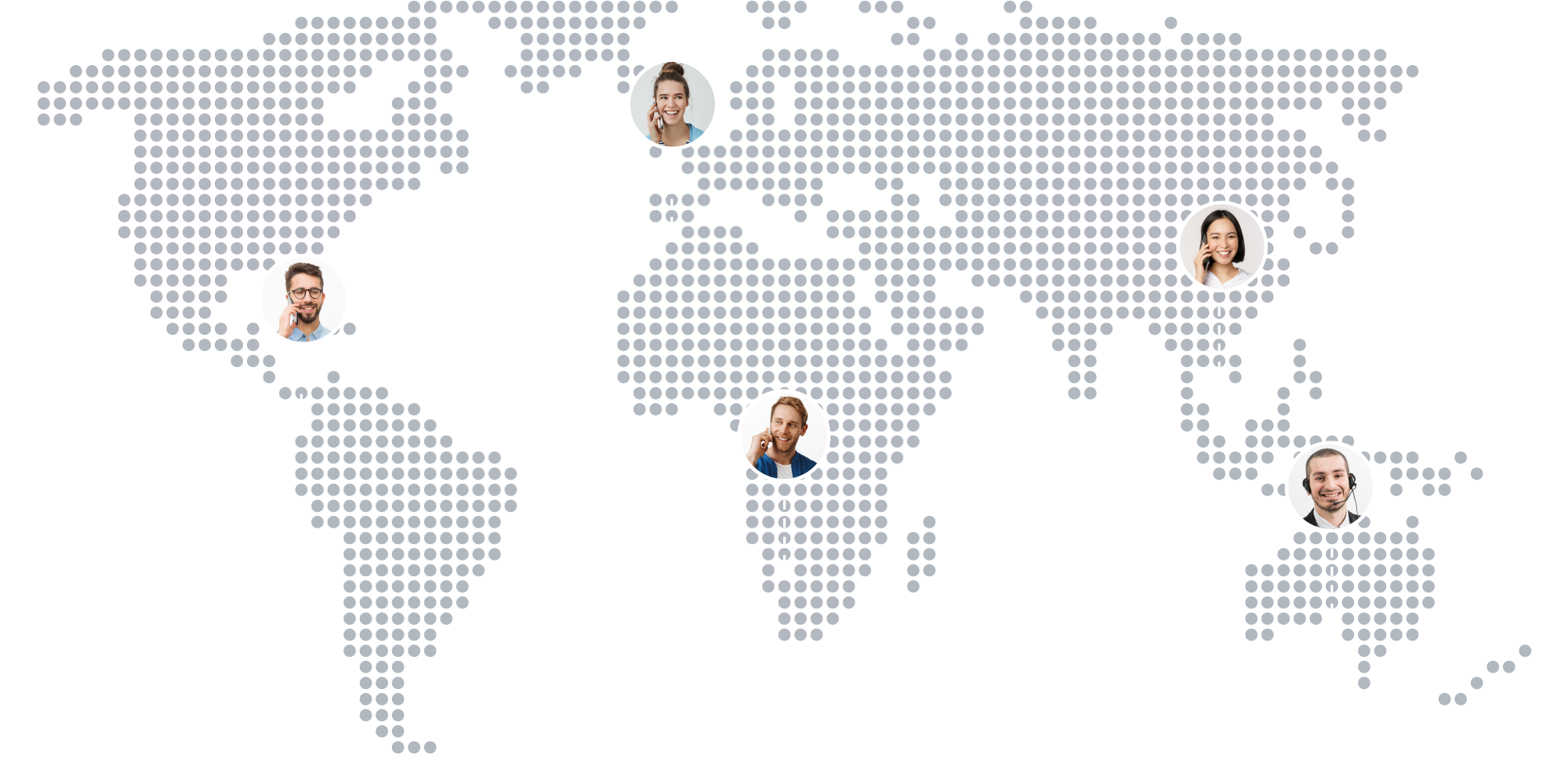 landkaart met het bereik van het internet met personen die bellen in verschillende landen